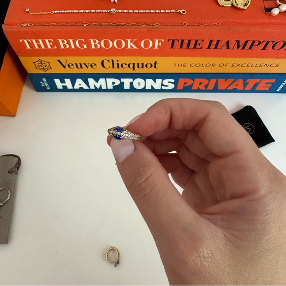 Gabi Rielle 22k gold vermeil and CZ snake huggie earrings - Picture 4 of 6